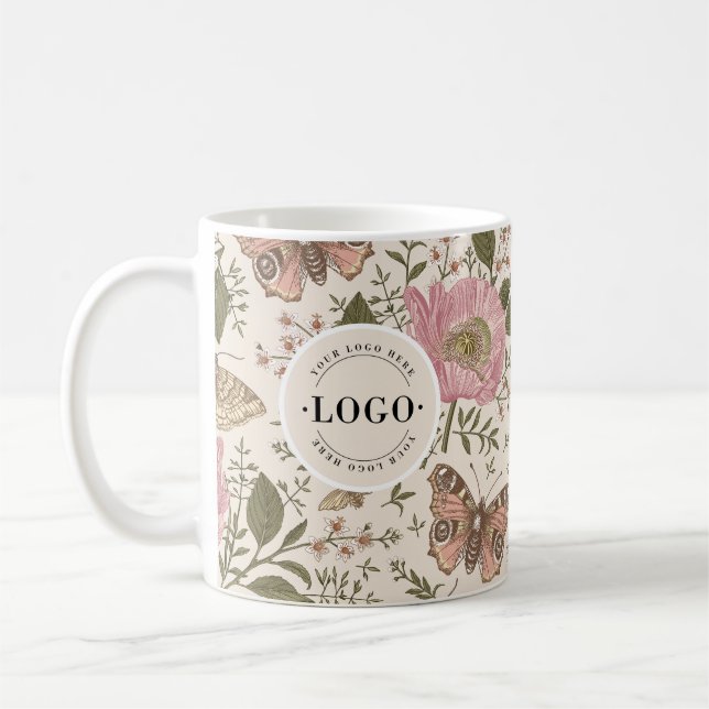 Modern Trendig Vildblomma Botanisk Blommig Monogra Kaffemugg (Vänster)
