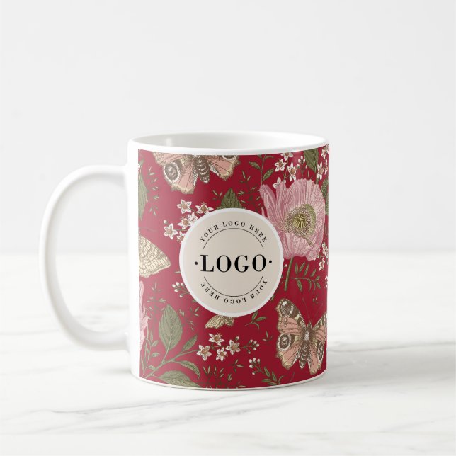 Modern Trendig Vildblomma Botanisk Blommig Monogra Kaffemugg (Vänster)