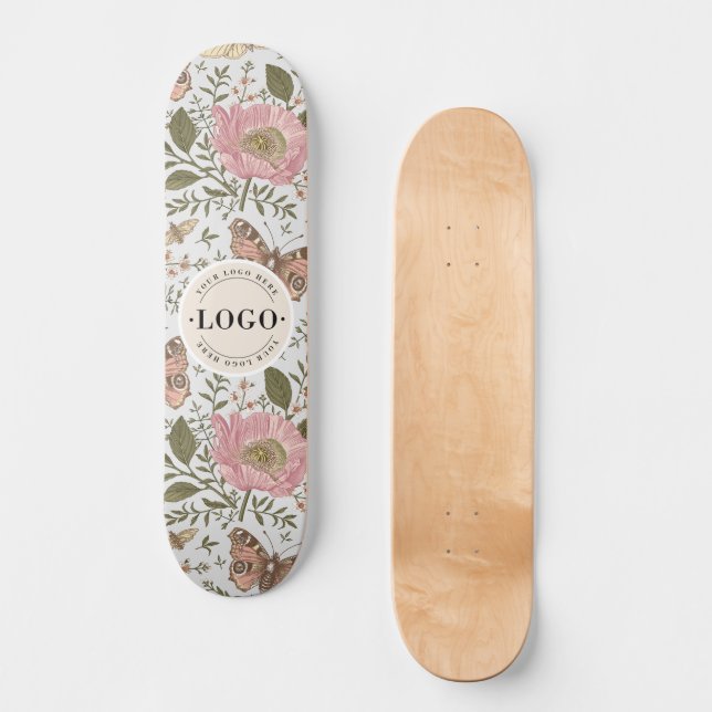 Modern Trendig Vildblomma Botanisk Blommig Monogra Mini Skateboard Bräda 18,5 Cm (Framsida)