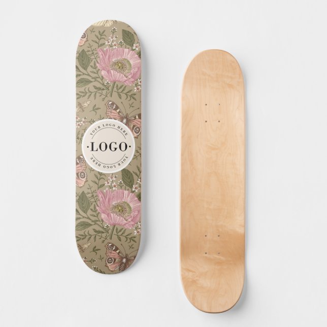 Modern Trendig Vildblomma Botanisk Blommig Monogra Mini Skateboard Bräda 18,5 Cm (Framsida)