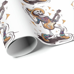 Modern Trendig Vintage Skeleton Spela Guitar Presentpapper