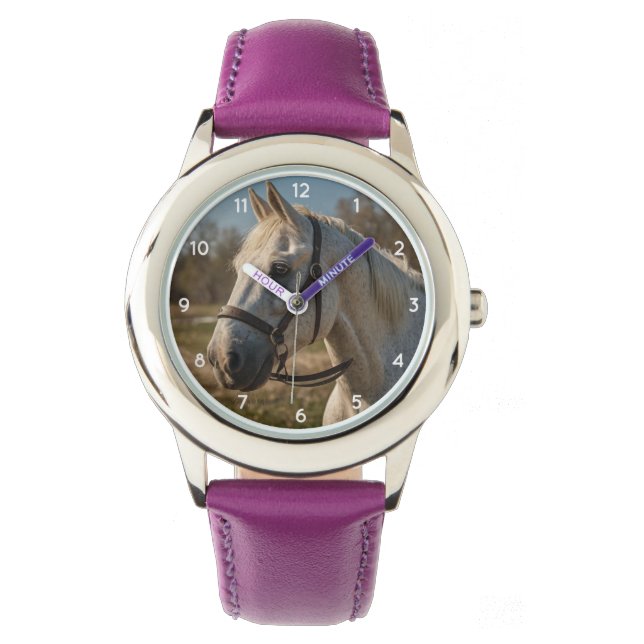 Modern Trendig Vita horshårbarn Armbandsur (Framsida)