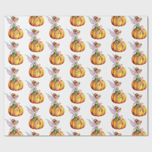 Modern Trendig Watercolor Fairy och Pumpkin Presentpapper