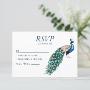 Modern Trendig Watercolor Peacock OSA Kort