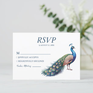 Modern Trendig Watercolor Peacock OSA Kort
