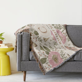 Modern Trendig Wildblomme Botanical Blommigt Monog Filt