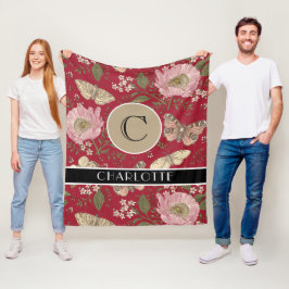 Modern Trendig Wildblomme Botanical Blommigt Monog Fleecefilt