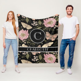 Modern Trendig Wildblomme Botanical Blommigt Monog Fleecefilt