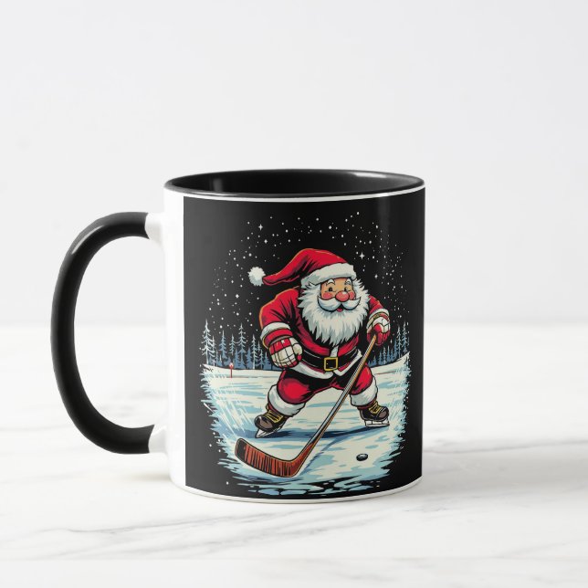 Modern Trendiget Santa Pluting Ice Hockey Mugg (Vänster)