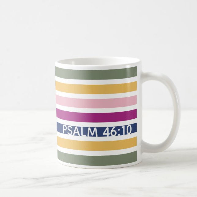 Modern Trending Stripe Christian PSALM 46:10 Kaffemugg (Höger)