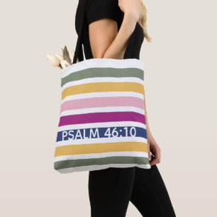 Modern Trending Stripe Christian PSALM 46:10 Tygkasse