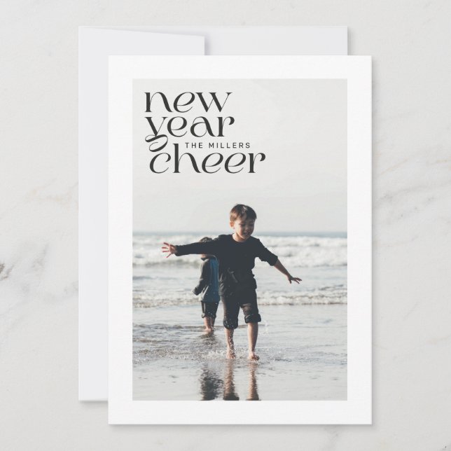Modern trends New Year Cheer Photo Card Julkort (Framsida)