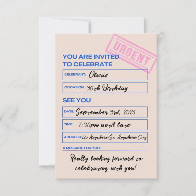Modern, Trendy, 30th Birthday Invitation Inbjudningar (Framsida)