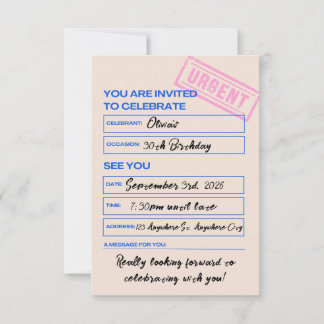 Modern, Trendy, 30th Birthday Invitation Inbjudningar