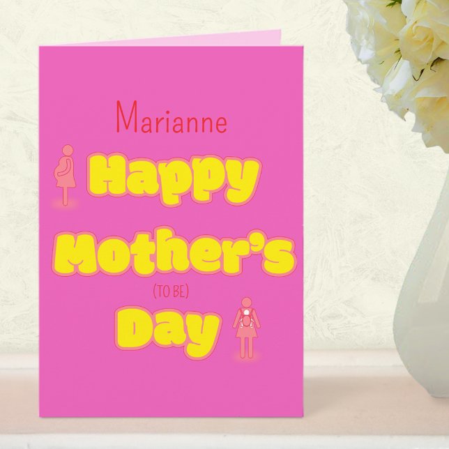Modern Trendy Bright Pink Happy Mother's Day  Kort (Mother's Day - Happy Mother's Day)