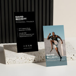 Modern Trendy Coach Personal Trainer Fitness Photo Visitkort