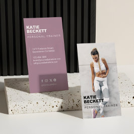 Modern Trendy Coach Personal Trainer Fitness Photo Visitkort