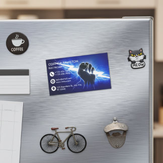 Modern Trendy Cool Blue Lightning Electrician Busi Magnetiska Visitkort