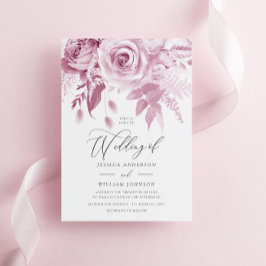 Modern Trendy Designer Dusty Pink Rose Wedding Inbjudningar