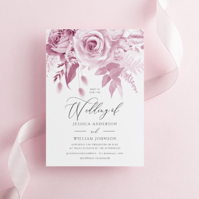 Modern Trendy Designer Dusty Pink Rose Wedding Inbjudningar (Skapare uppladdad)