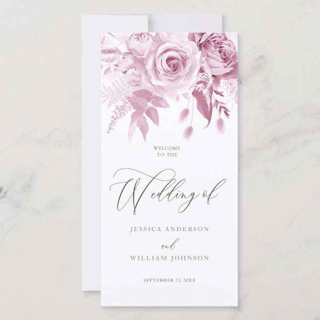 Modern Trendy Designer Dusty Pink Wedding Program (Framsida)