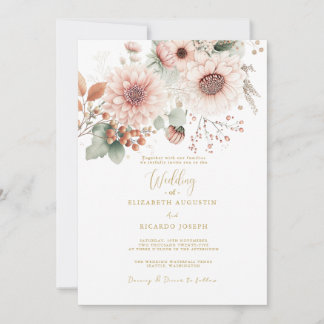 Modern Trendy Dusty Rose Blush Wedding  Inbjudningar