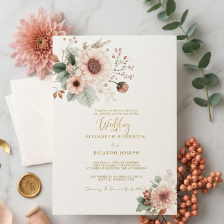 Modern Trendy Dusty Rose Blush Wedding  Inbjudningar