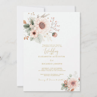 Modern Trendy Dusty Rose Blush Wedding  Inbjudningar