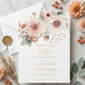 Modern Trendy Dusty Rose Blush Wedding  Invitation Inbjudningar