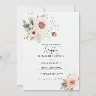 Modern Trendy Dusty Rose Blush Wedding  Invitation Inbjudningar