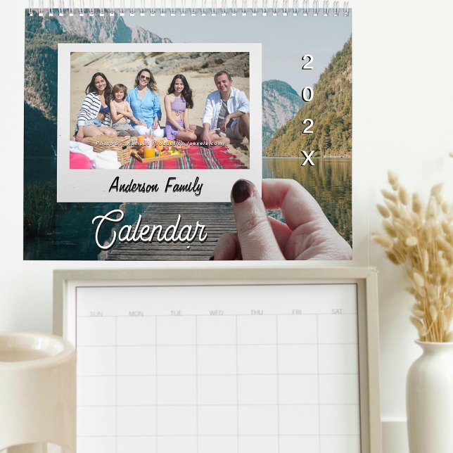 Modern Trendy Family Add Photos Custom Simple Kalender (Skapare uppladdad)