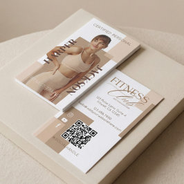 Modern Trendy Fitness Trainer Photo Logo QR Code Visitkort