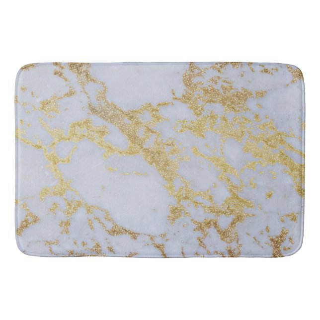 Modern Trendy Gold Glitter Marble Badrumsmatta (Framsidan)