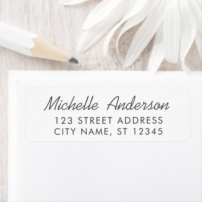 Modern Trendy Minimal Script Return Address        Returadress Etikett (Insitu)