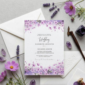 Modern Trendy Purple Lavender  Wedding Inbjudningar
