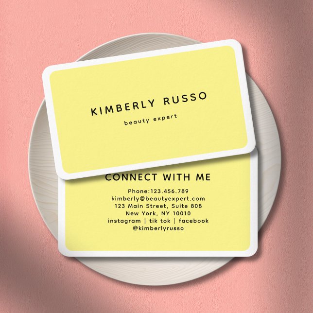 Modern Trendy Salong Gul Visitkort (Modern Trendy Salon Yellow Business Card
)