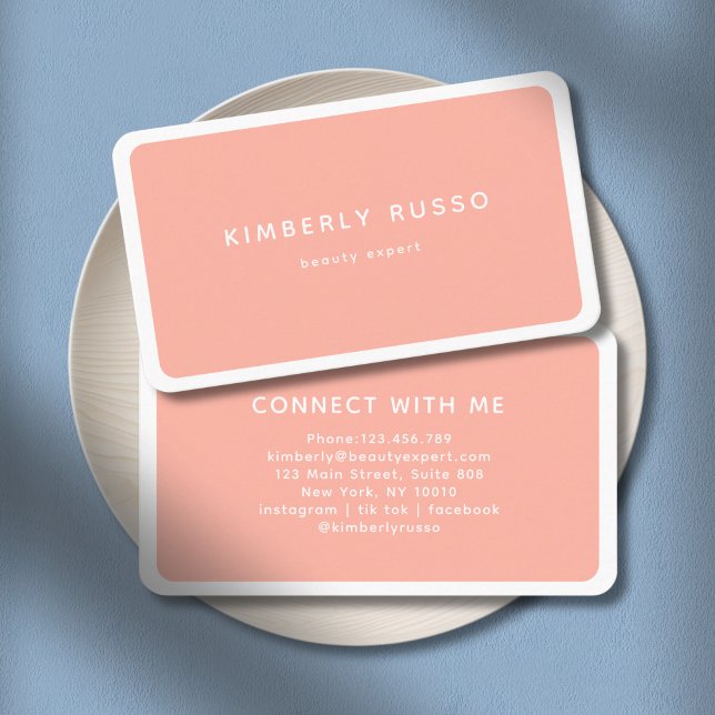 Modern Trendy Salong Persika Visitkort (Modern Trendy Salon Peach Business Card)