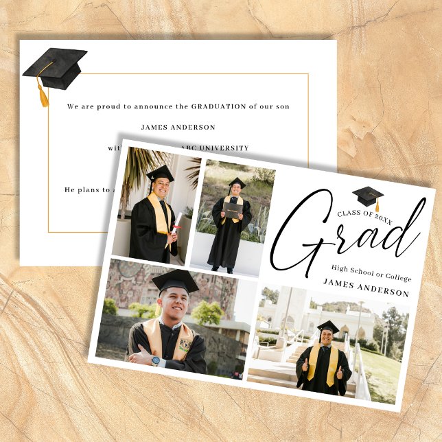 Modern Trendy Script 4 Photo collage Graduation Meddelande (Skapare uppladdad)