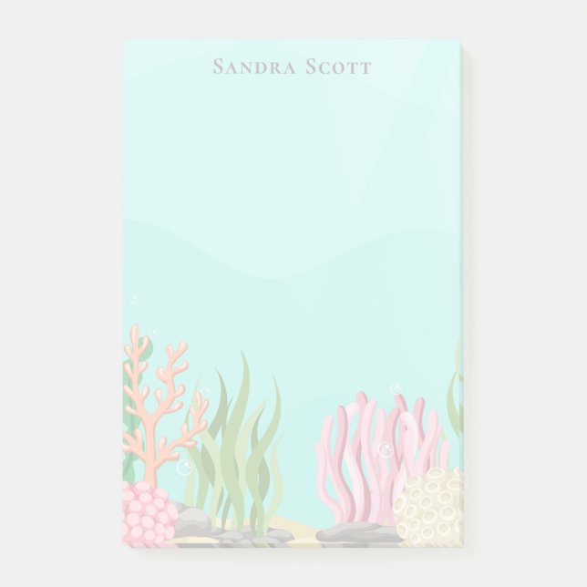 Modern Trendy Simple Tropical Sea Girly  Post-it Block (Framsida)