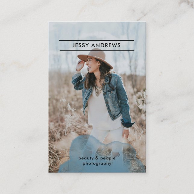 Modern Trendy Watercolor Foto Visitenkarte Visitkort (Framsida)