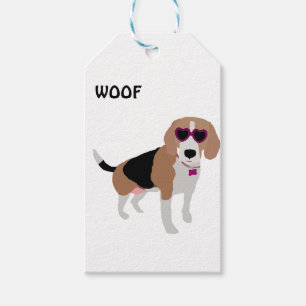 Modern tri-färg beaglehund presentetikett