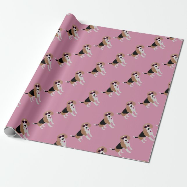 Modern tri-färg beaglehund presentpapper (Utrullad)