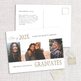 Modern tri-foldig examensannonser med flera bilder vykort