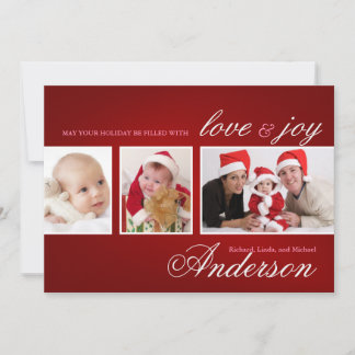 Modern Tri-Photo Helgdag Collage Card Julkort