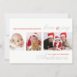 Modern Tri-Photo Helgdag Photo Card Julkort