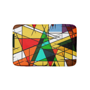 Modern triangel färgrik geometrisk badrumsmatta