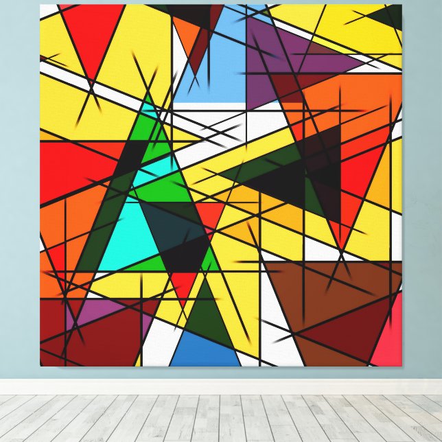 Modern Triangel Färgrik Geometrisk  Canvastryck (Insitu (trägolv))