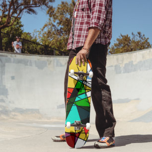 Modern Triangel Färgrik Geometrisk Mini Skateboard Bräda 18,5 Cm