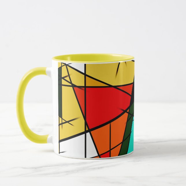 Modern triangel färgrik geometrisk  mugg (Vänster)