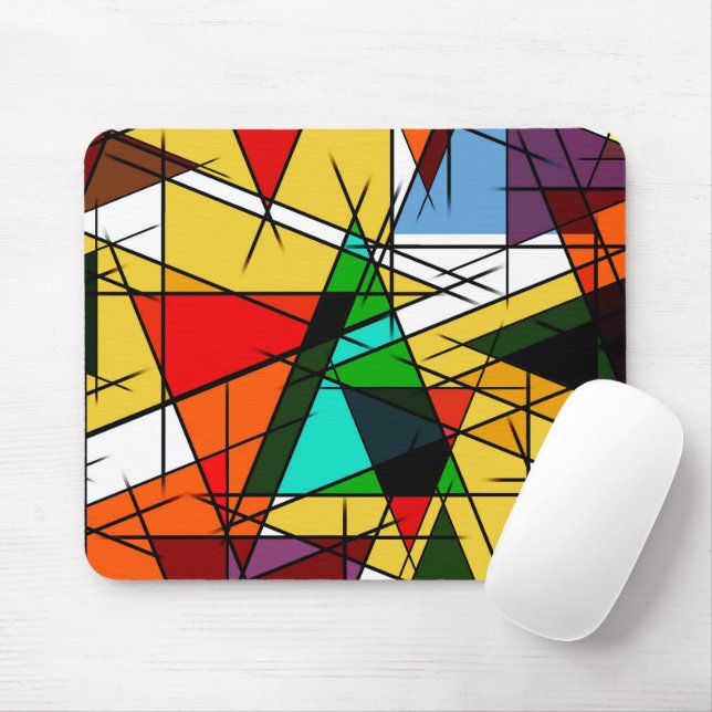 Modern triangel färgrik geometrisk  musmatta (Med mus)